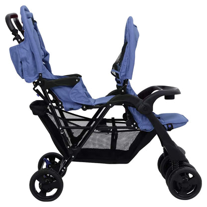 Tandem-Zwillingskinderwagen Marineblau Stahl