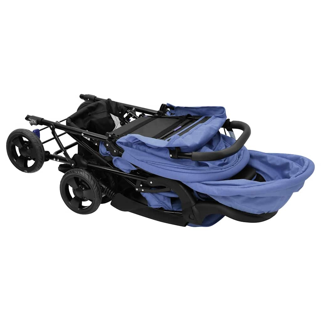 Tandem-Zwillingskinderwagen Marineblau Stahl