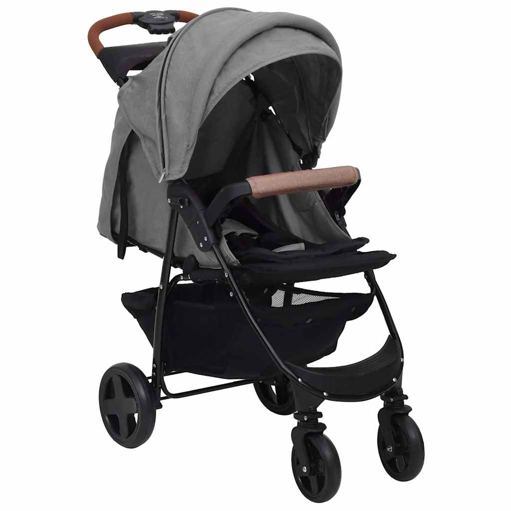 2-in-1 Kinderwagen Hellgrau Stahl