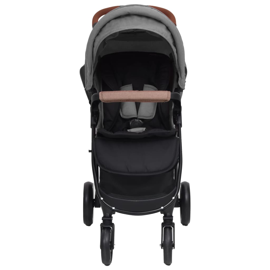 2-in-1 Kinderwagen Hellgrau Stahl