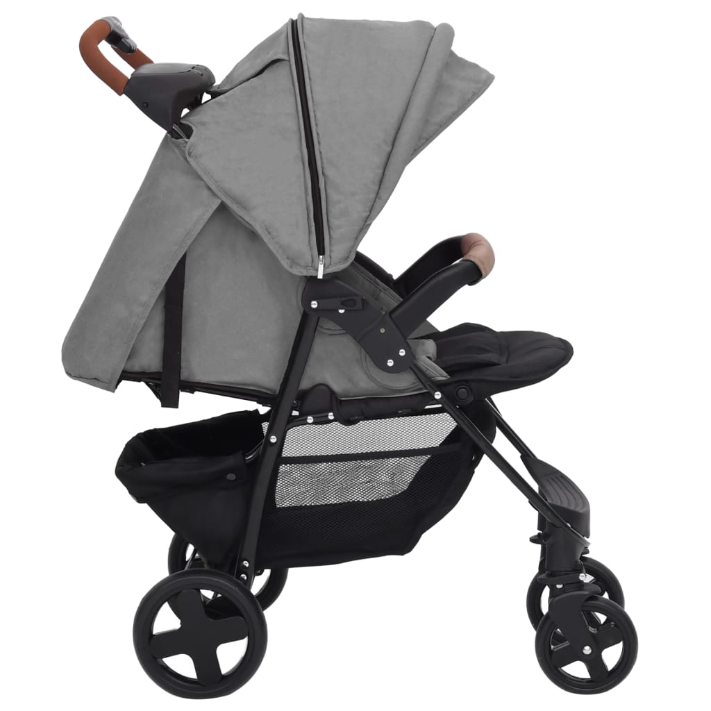 2-in-1 Kinderwagen Hellgrau Stahl