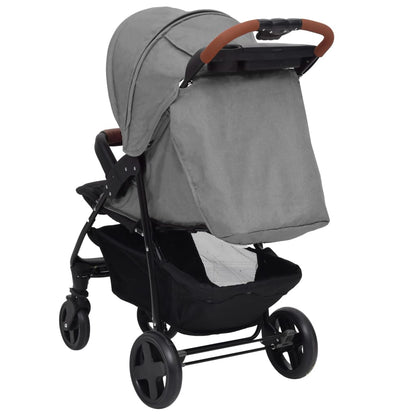 2-in-1 Kinderwagen Hellgrau Stahl