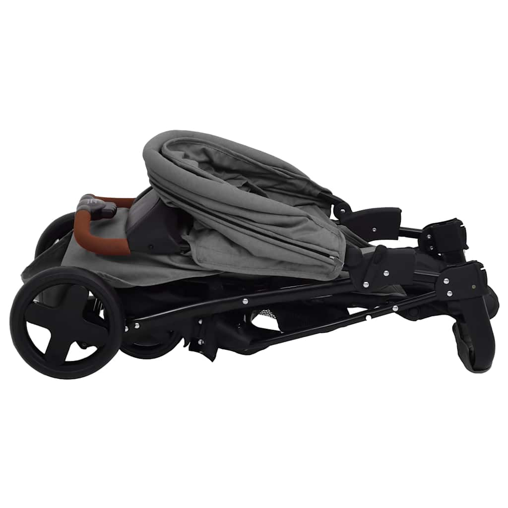 2-in-1 Kinderwagen Hellgrau Stahl