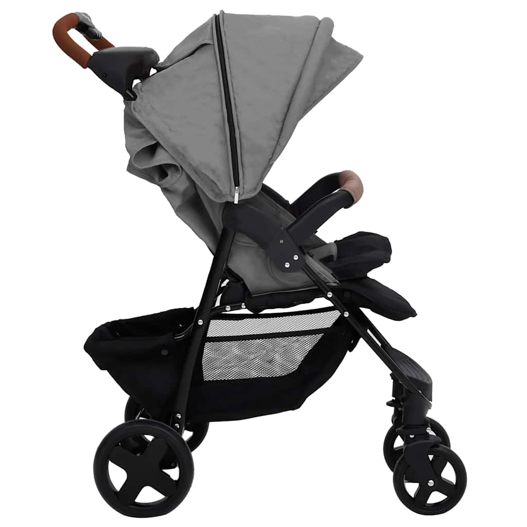 3-in-1 Kinderwagen Hellgrau Stahl
