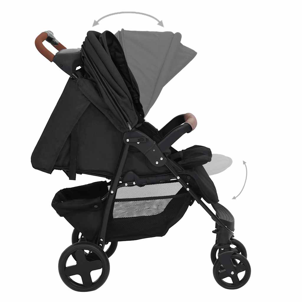 3-in-1 Kinderwagen Anthrazit Stahl