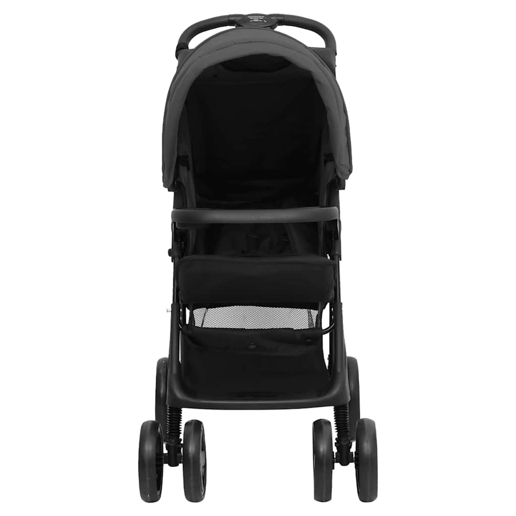 3-in-1 Kinderwagen Dunkelgrau und Schwarz Stahl