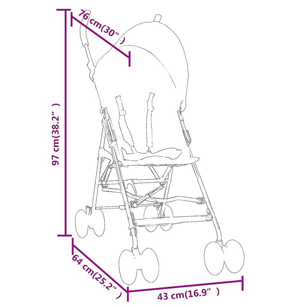 Kinderwagen Anthrazit und Schwarz Stahl