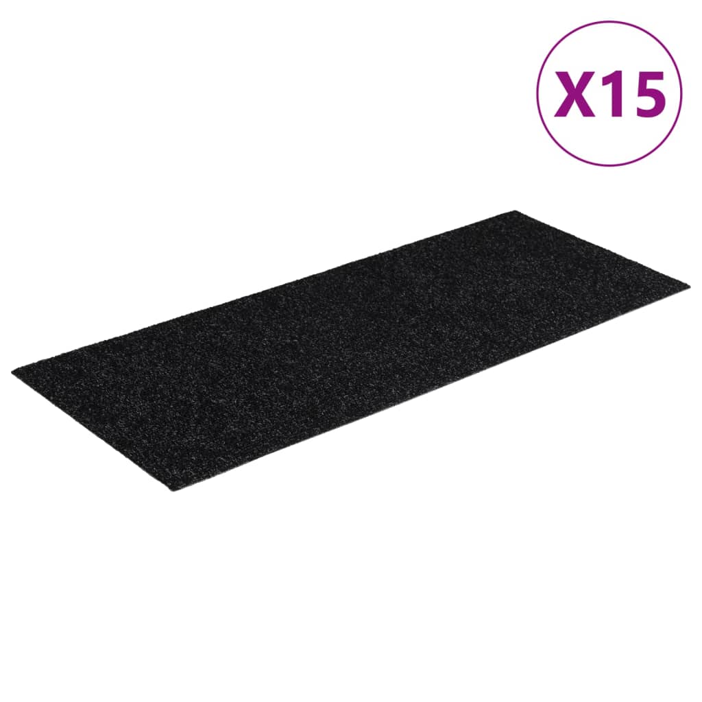 Selbstklebende Treppenmatten 15 Stk. Rechteckig 60x25cm Schwarz