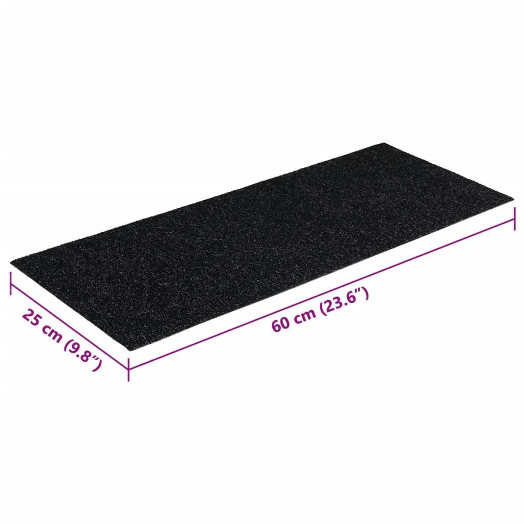 Selbstklebende Treppenmatten 15 Stk. Rechteckig 60x25cm Schwarz