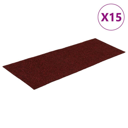 Selbstklebende Treppenmatten 15 Stk. Rechteckig 60x25 cm Rot