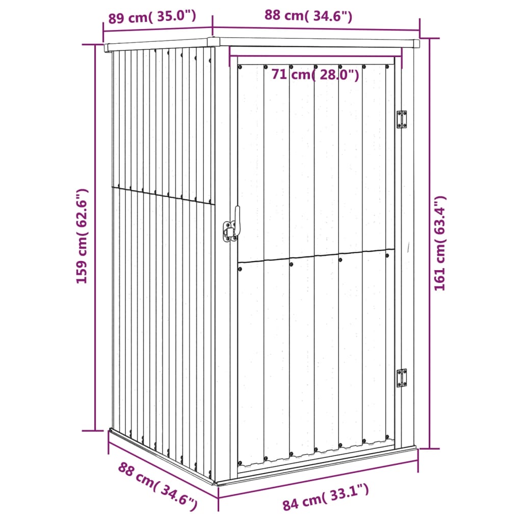 Gerätehaus Anthrazit 88x89x161 cm Verzinkter Stahl