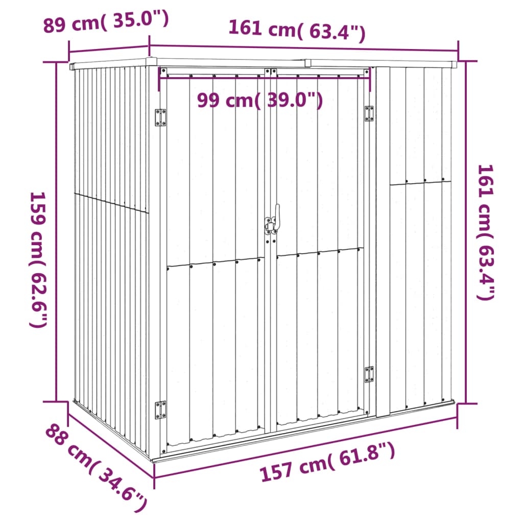 Gerätehaus Anthrazit 161x89x161 cm Verzinkter Stahl