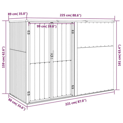 Gerätehaus Anthrazit 225x89x161 cm Verzinkter Stahl