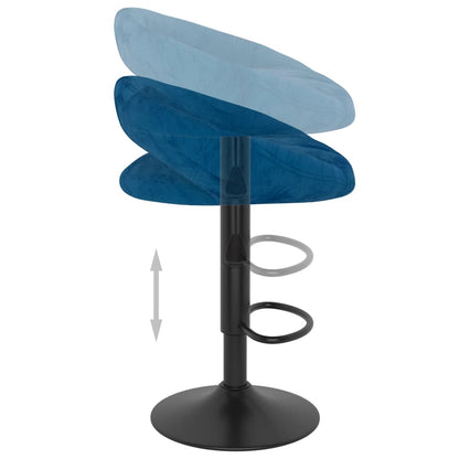 Barhocker 2 Stk. Blau Samt