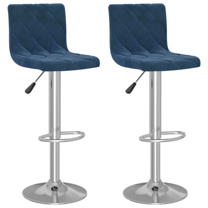 Barhocker 2 Stk. Blau Samt