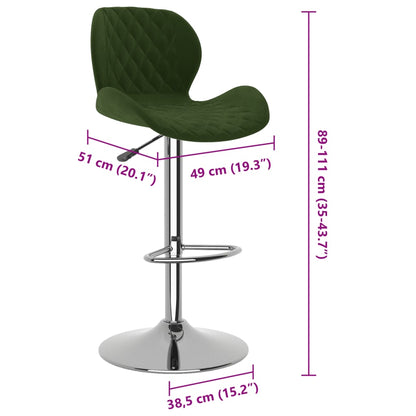 Barhocker 2 Stk. Dunkelgrün Samt