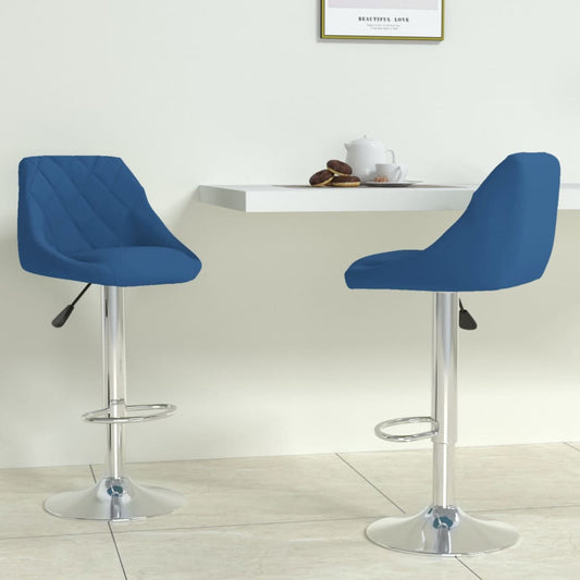 Barhocker 2 Stk. Blau Samt