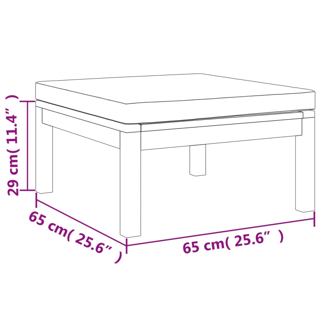 Hocker mit Cremeweißem Kissen Massivholz Akazie