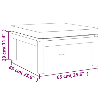 Hocker mit Cremeweißem Kissen Massivholz Akazie