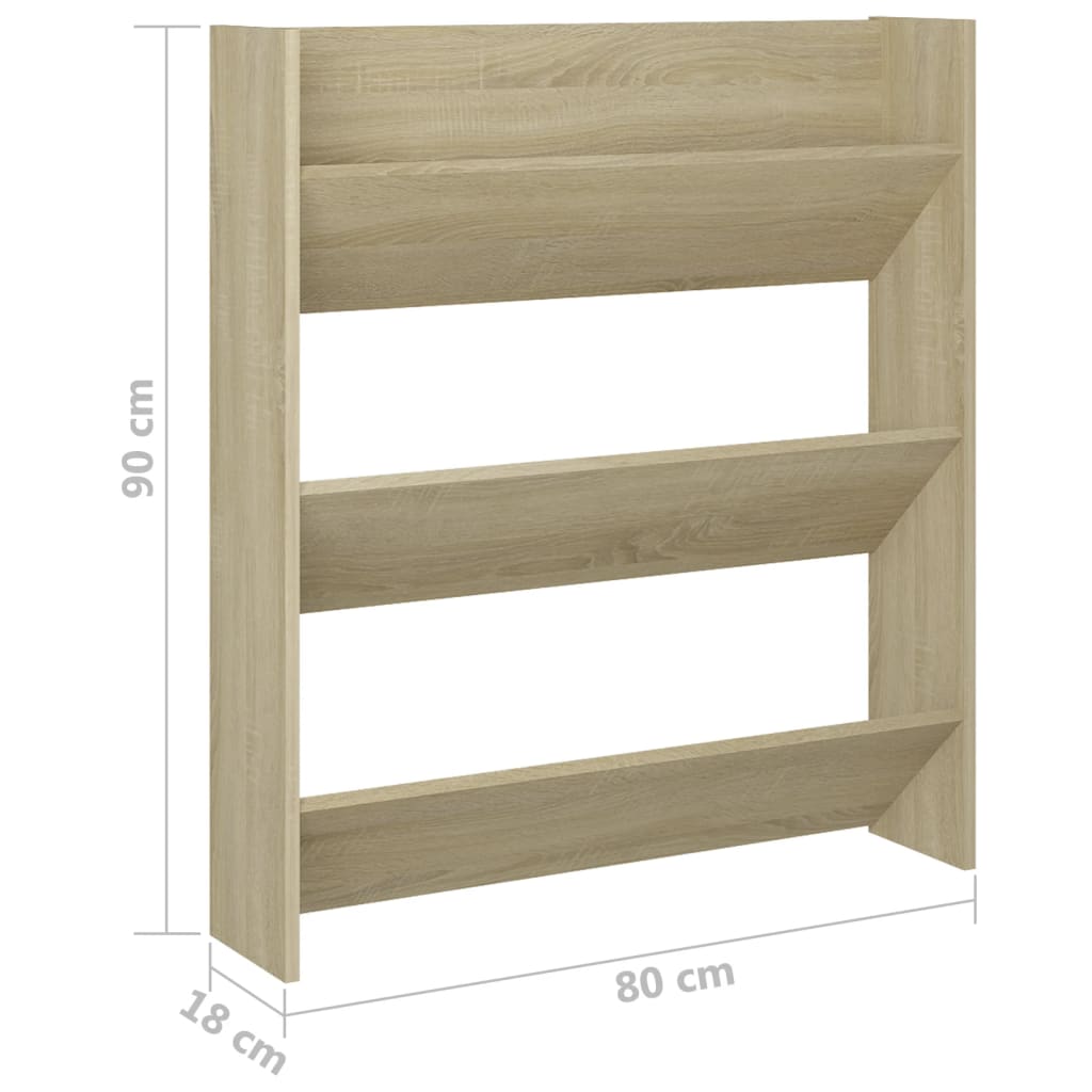 Wand-Schuhschrank Sonoma-Eiche 80x18x90 cm Holzwerkstoff