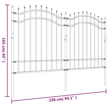 Gartenzaun mit Speerspitzen Schwarz 165 cm Stahl