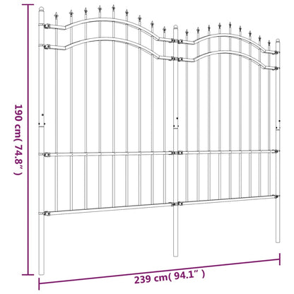 Gartenzaun mit Speerspitzen Schwarz 190 cm Stahl