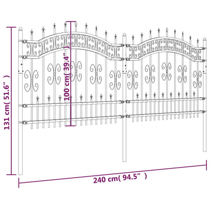 Gartenzaun mit Speerspitzen Schwarz 140 cm Stahl