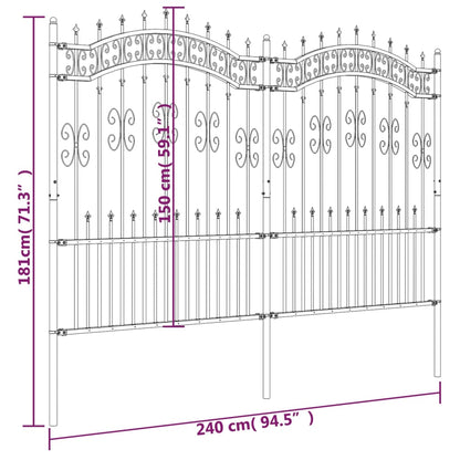 Gartenzaun mit Speerspitzen Schwarz 190 cm Stahl