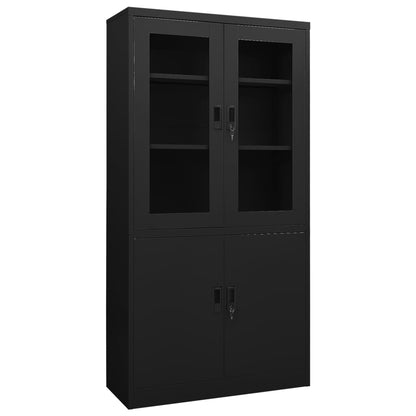 Büroschrank Schwarz 90x40x180 cm Stahl