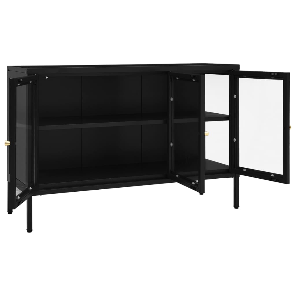 Sideboard Schwarz 70x35x70 cm Stahl und Glas