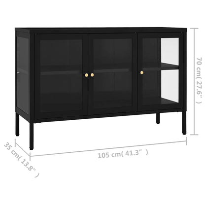 Sideboard Schwarz 70x35x70 cm Stahl und Glas