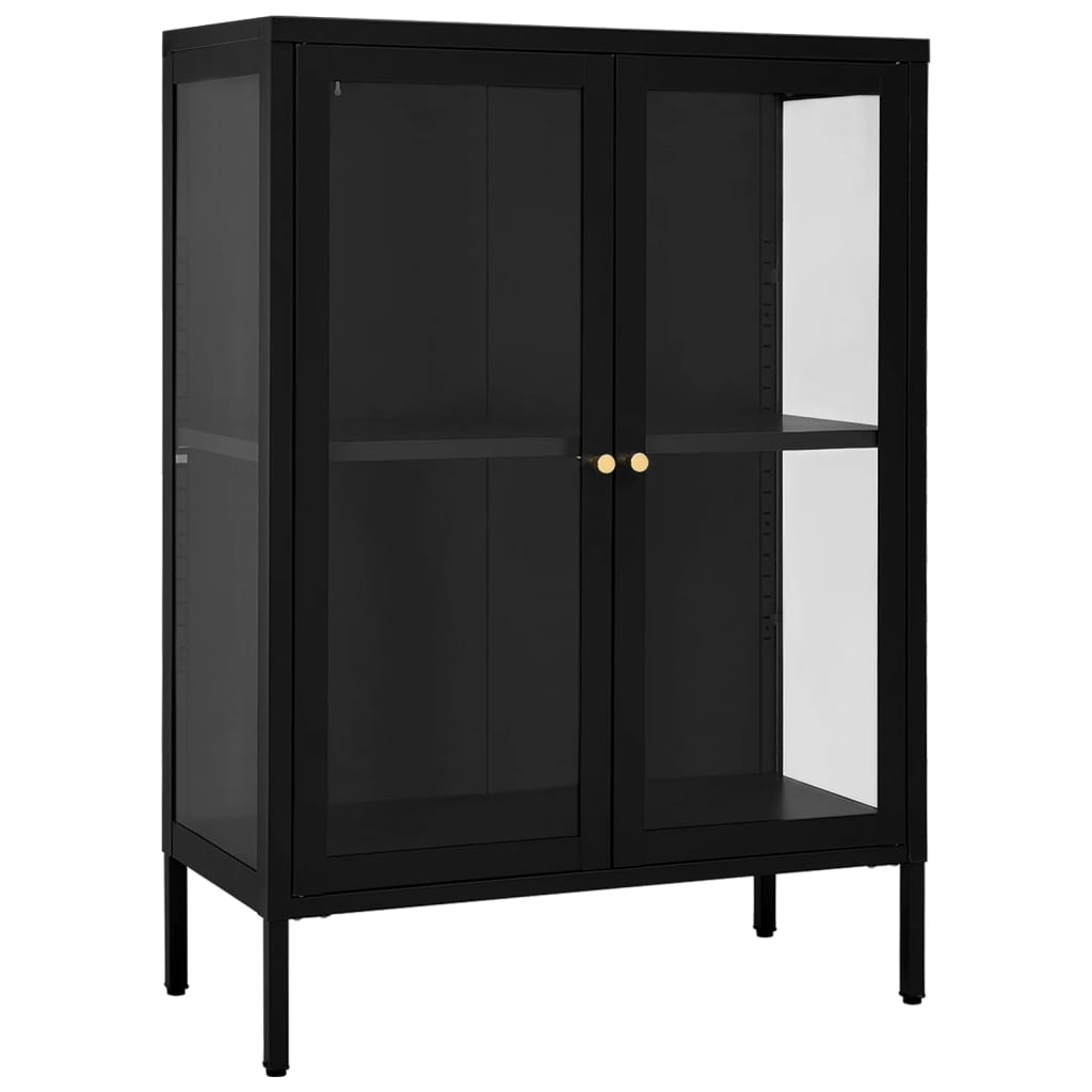 Sideboard Schwarz 75x35x105 cm Stahl und Glas