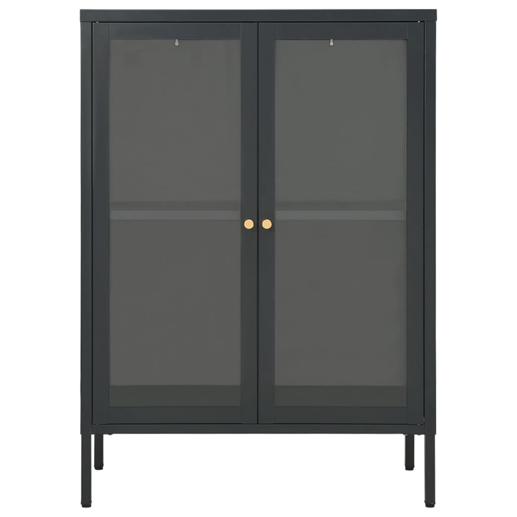 Sideboard Anthrazit 75x35x105 cm Stahl und Glas