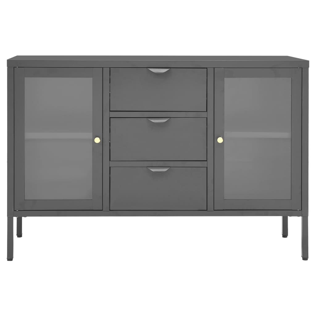 Sideboard Anthrazit 105x35x70 cm Stahl und Hartglas