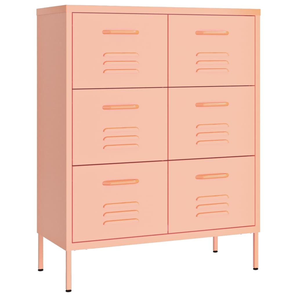 Schubladenschrank Rosa 80x35x101,5 cm Stahl