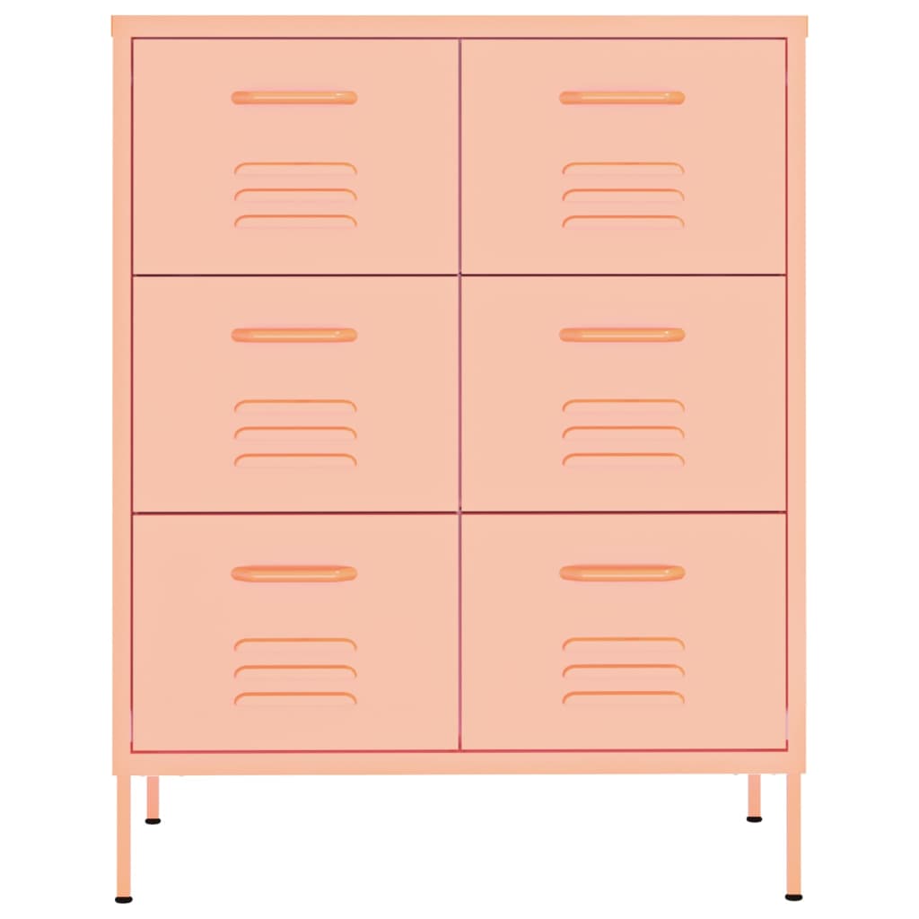 Schubladenschrank Rosa 80x35x101,5 cm Stahl