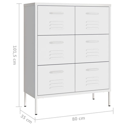 Schubladenschrank Weiß 80x35x101,5 cm Stahl