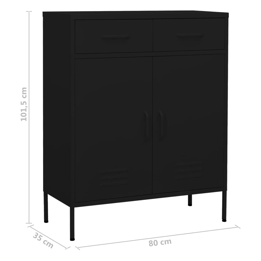 Lagerschrank Schwarz 80x35x101,5 cm Stahl