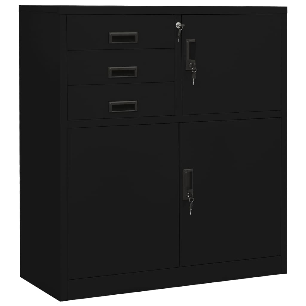 Büroschrank Schwarz 90x40x102 cm Stahl