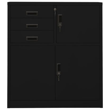 Büroschrank Schwarz 90x40x102 cm Stahl