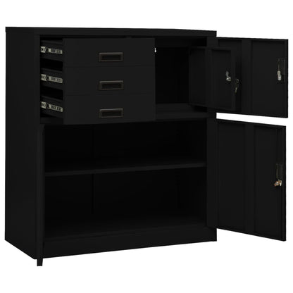 Büroschrank Schwarz 90x40x102 cm Stahl