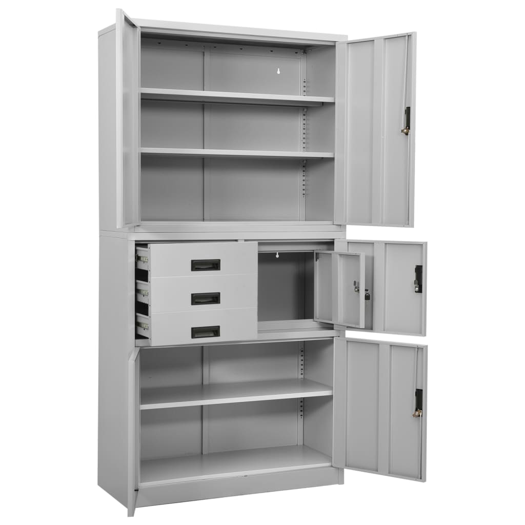 Büroschrank Hellgrau 90x40x180 cm Stahl