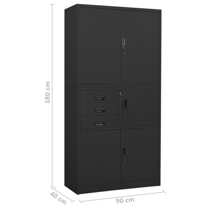 Büroschrank Anthrazit 90x40x180 cm Stahl