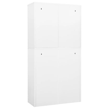 Büroschrank Weiß 90x40x180 cm Stahl und Hartglas