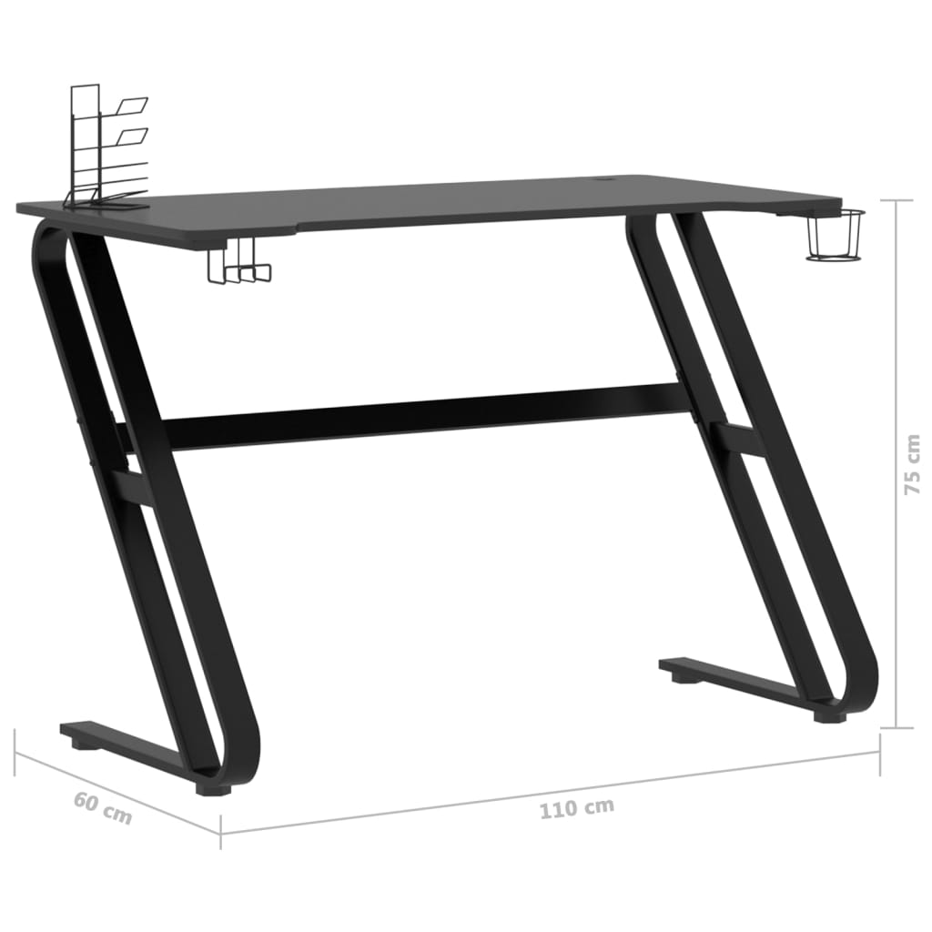 Gaming-Schreibtisch mit ZZ-Gestell Schwarz und Rot 110x60x75 cm