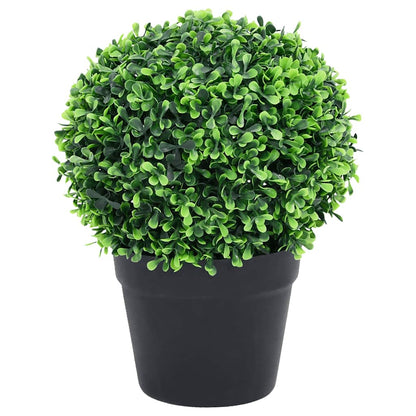 Alberi di bosso artificiali, 2 pezzi, con vaso, forma sferica, verde, 37 cm