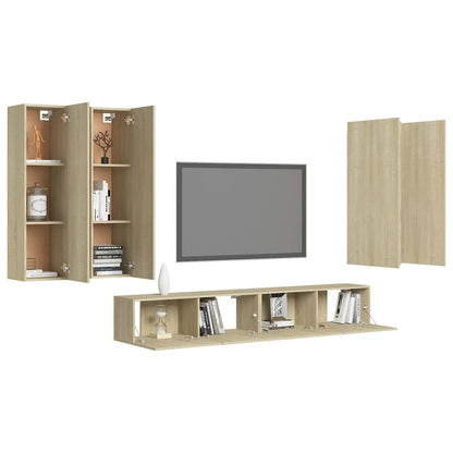 6-tlg. TV-Schrank-Set Sonoma-Eiche Holzwerkstoff