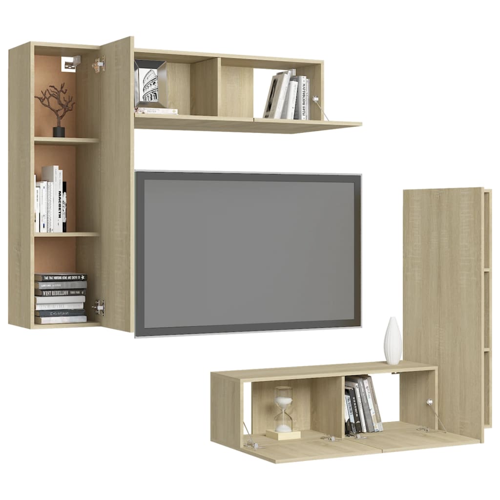 4-tlg. TV-Schrank-Set Sonoma-Eiche Holzwerkstoff