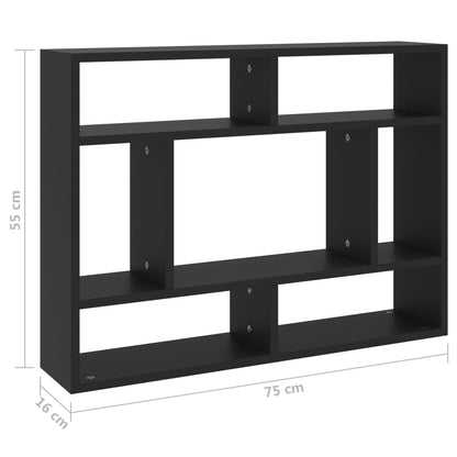 Wandregal Schwarz 75x16x55 cm Holzwerkstoff