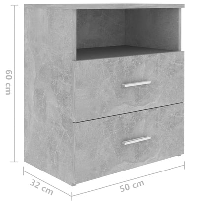 Nachttische 2 Stk. Betongrau 50x32x60cm